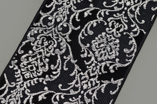 新品 博多織 黒木織物 大人の兵児帯 フラワーアラベスク 黒×シルバー 新品 博多織 黒木織物 大人の兵児帯 フラワーアラベスク 白×シルバー