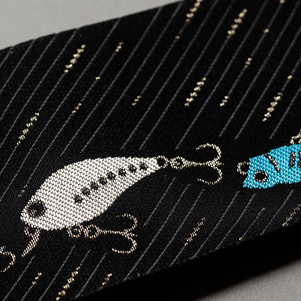 サムネイル： 角帯・ルアー柄（黒×ﾌﾞﾙｰ）