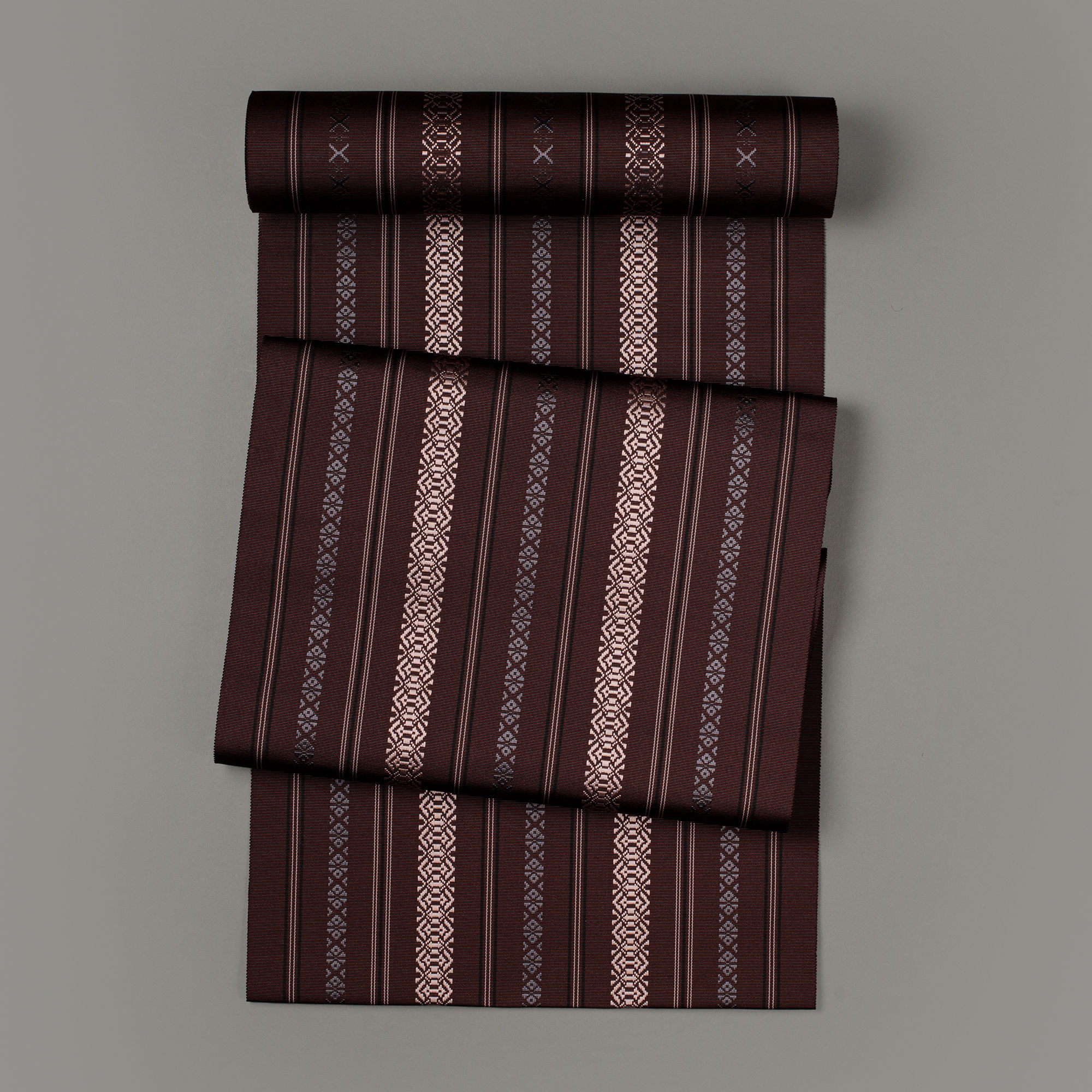 平地八寸献上帯(渋栗色)