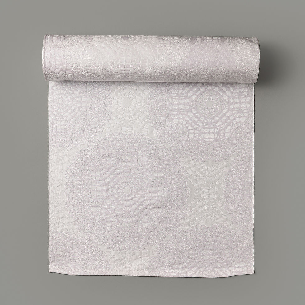 サムネイル： 兵児帯・サークルレース（白/薄藤色）