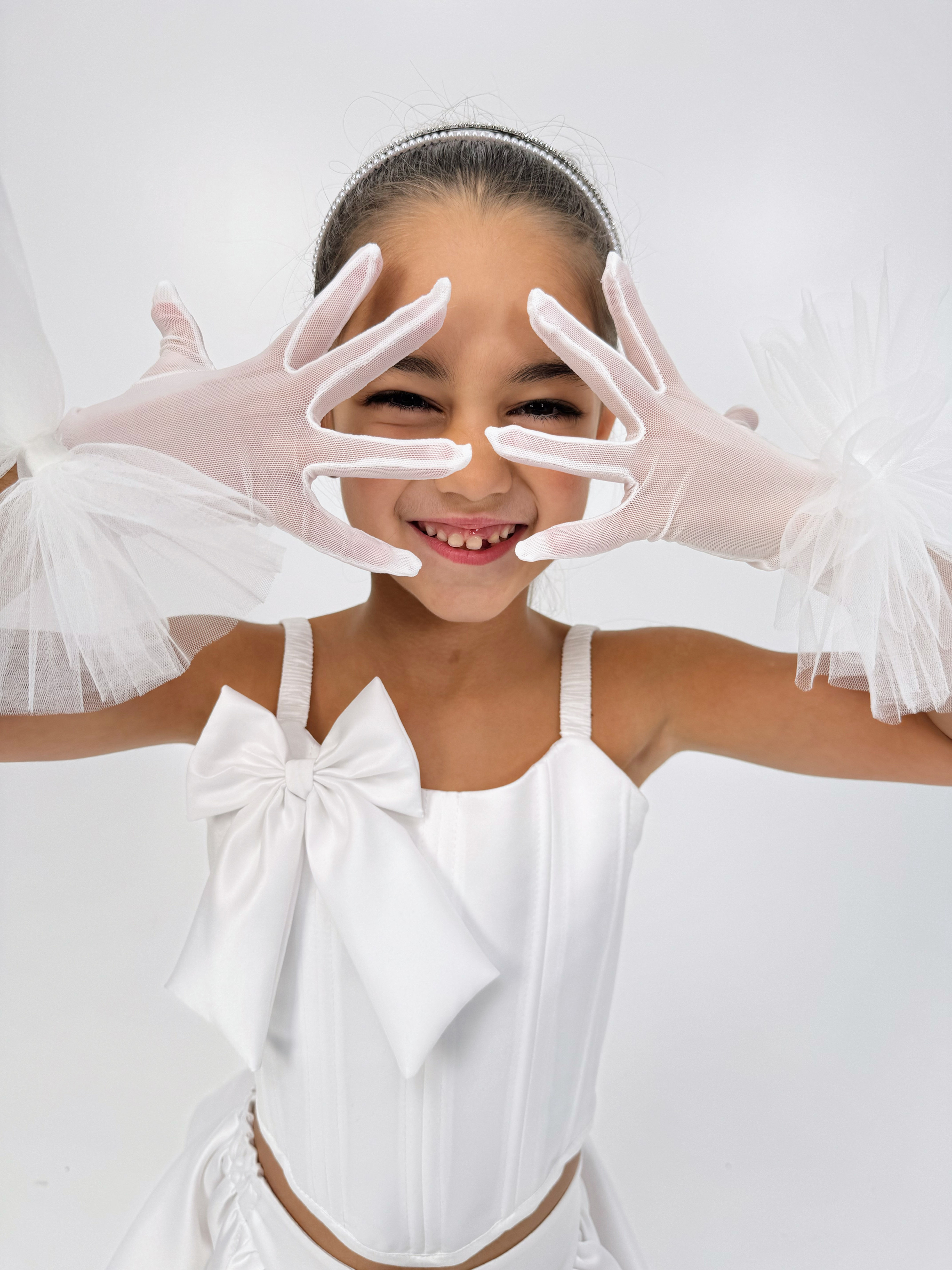 РУКАВИЧКИ СІТОЧКА З БАНТИКОМ БІЛІ