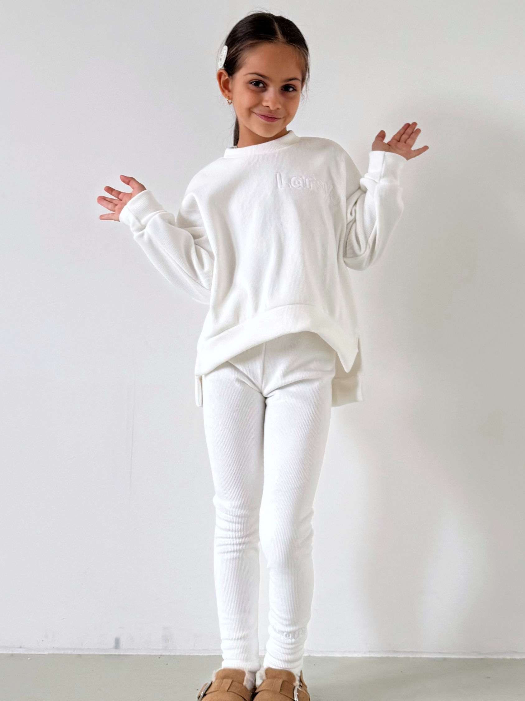 ЛЕГІНСИ У РУБЧИК З ВИШИВКОЮ МОЛОЧНІ