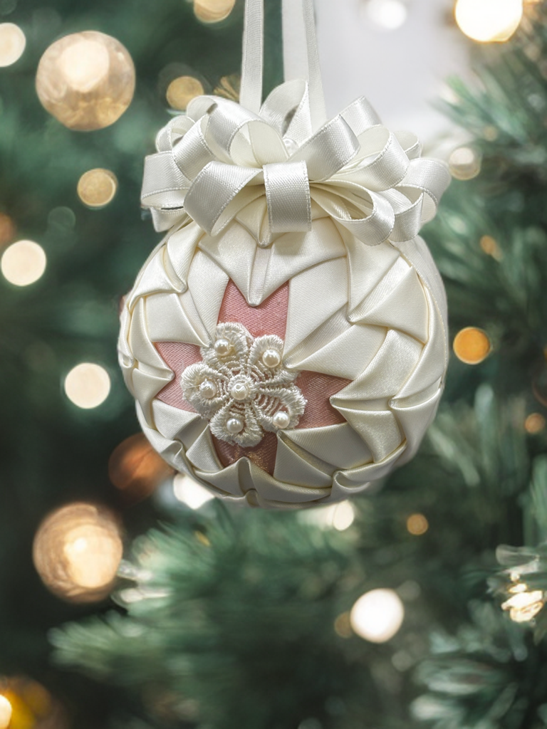 Thumbnail: Discover elegant, handcrafted wedding ornaments featuring vintage-inspired quilted details.
