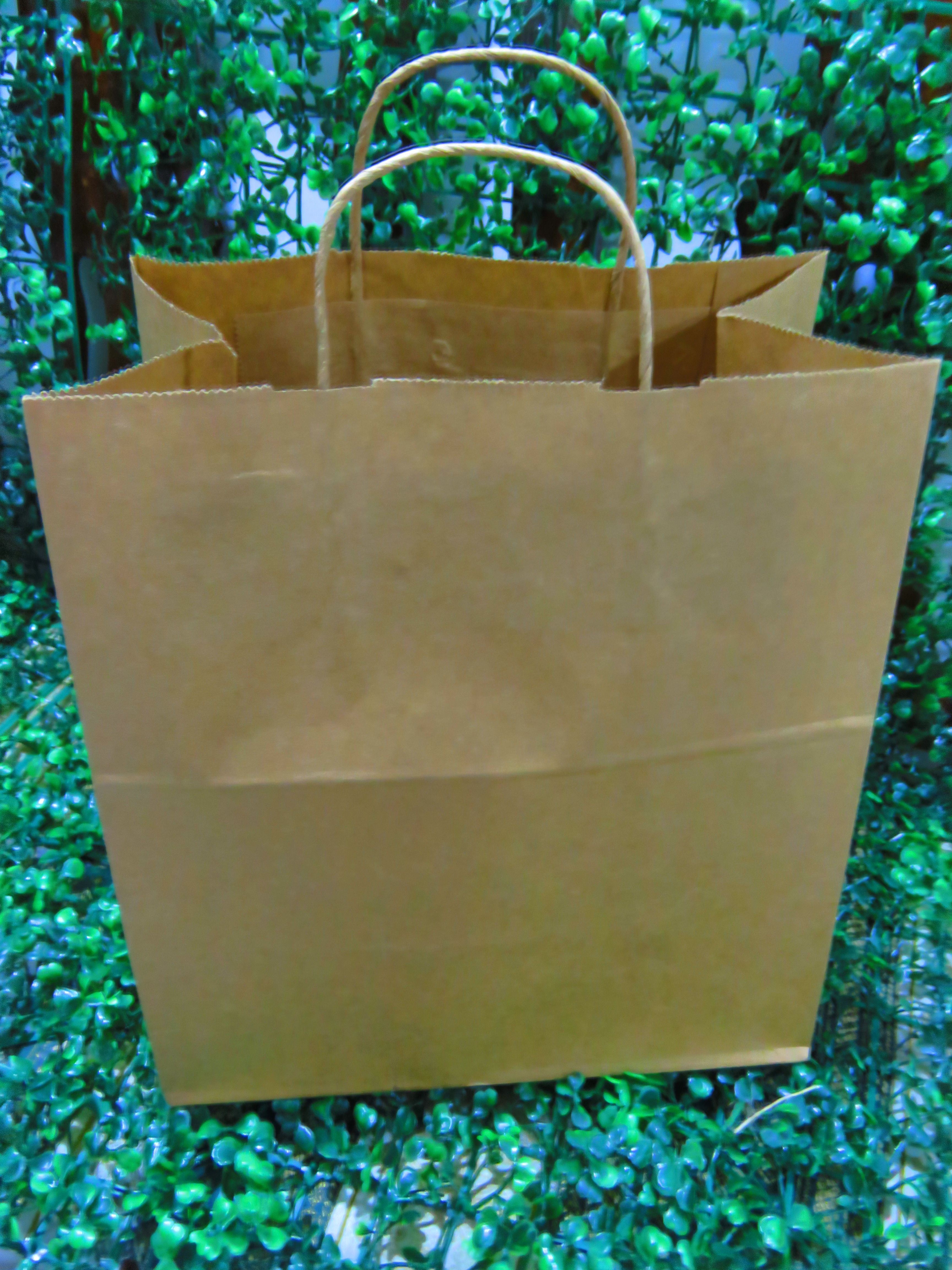 BOLSA KRAFT MANIJA TRENZADA 27 CM x 16 CM x 28CM