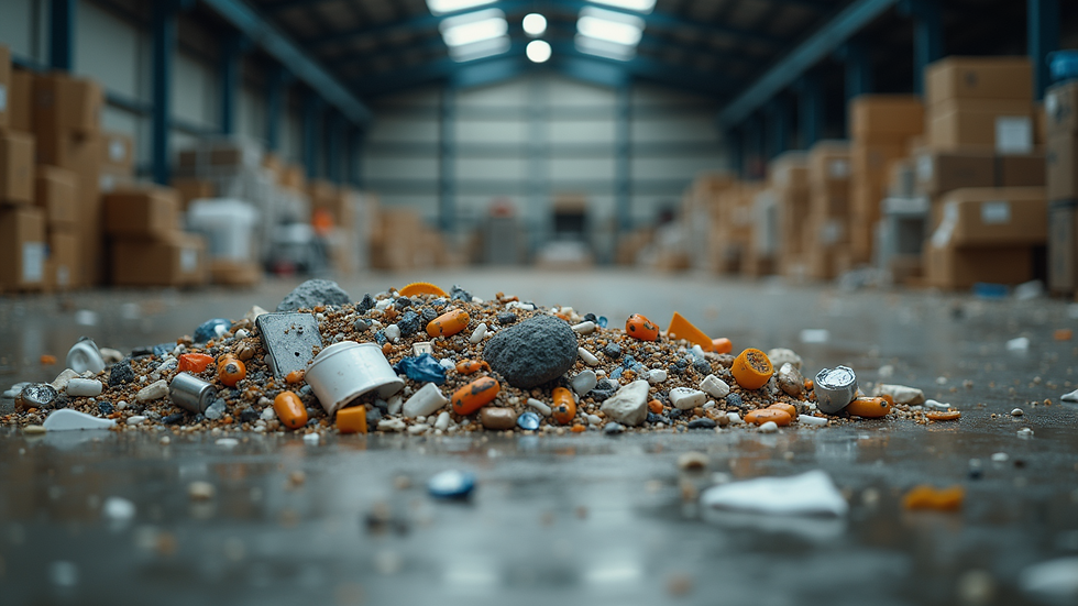 Eye-level view of a recycling center with sorted materials
