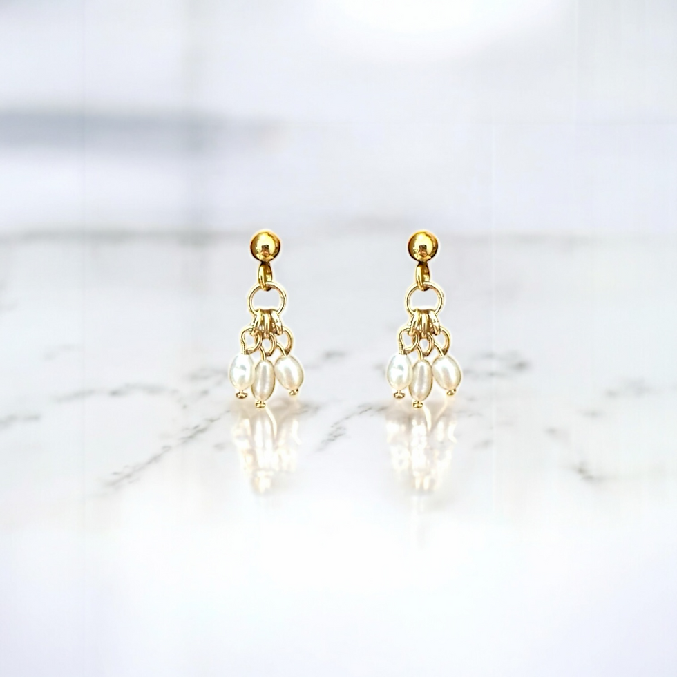 Thumbnail: Gold or silver pearl drop earrings with freshwater pearls, handmade with 14K gold-plated sterling silver posts.