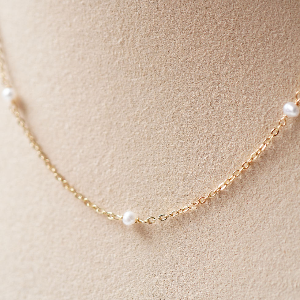 Thumbnail: Adhara - Dainty Pearl Bead Cable Chain