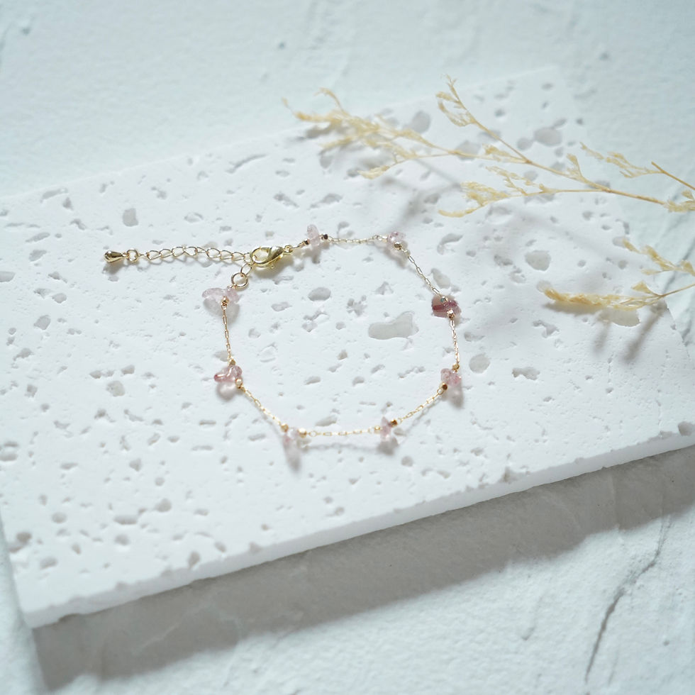 Thumbnail: Semesta - Strawberry Quartz Chain Bracelet