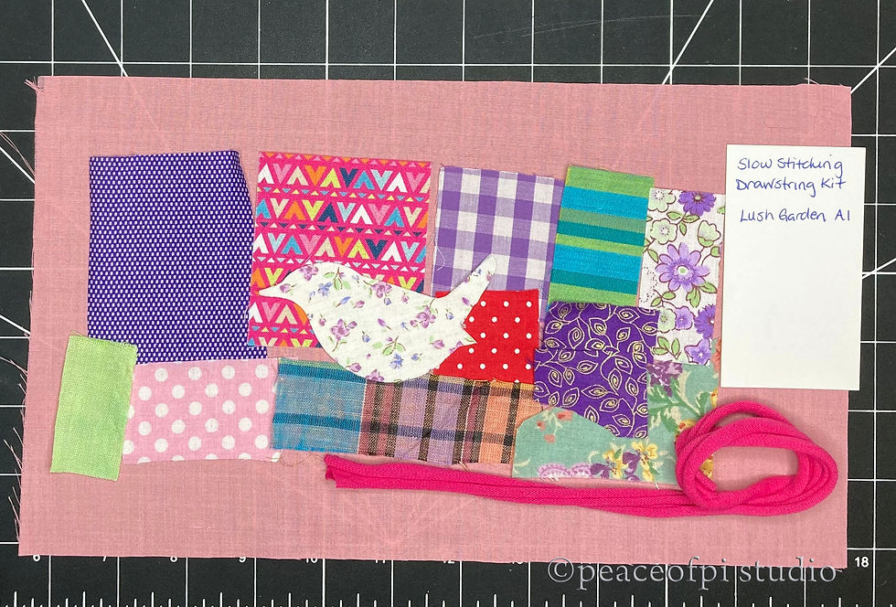 Thumbnail: Slow Stitch Kit Drawstring Bag Fabric, Felt with Bird Hand Sewing Project