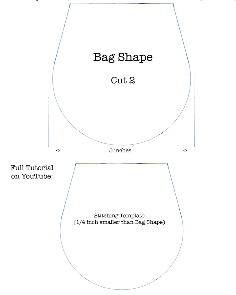 Thumbnail: Rounded Drawstring Pouch Bag Instant Download PDF