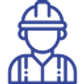 Blue helmeted person outline. This image provides a visual representation.