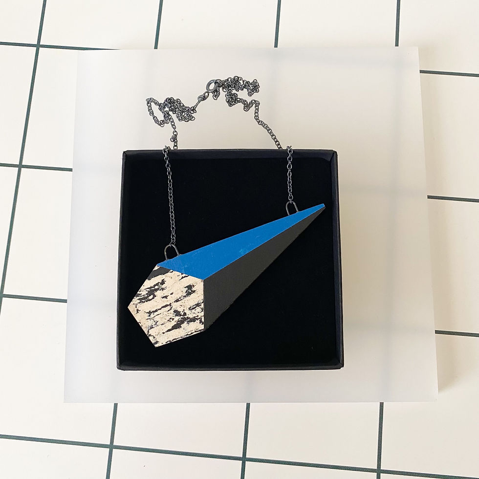 Thumbnail: Pentagon Perspective necklace - Neptune Blue