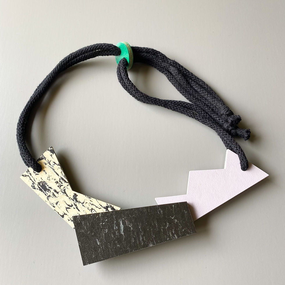 Thumbnail: Large Kinetic necklace on recycled cotton cord - Lilac/Greenwood