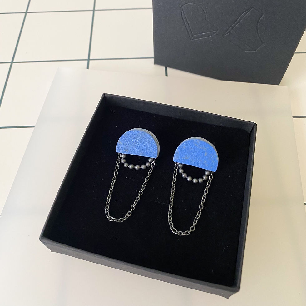 Thumbnail: Double chain earrings - Blue Glow