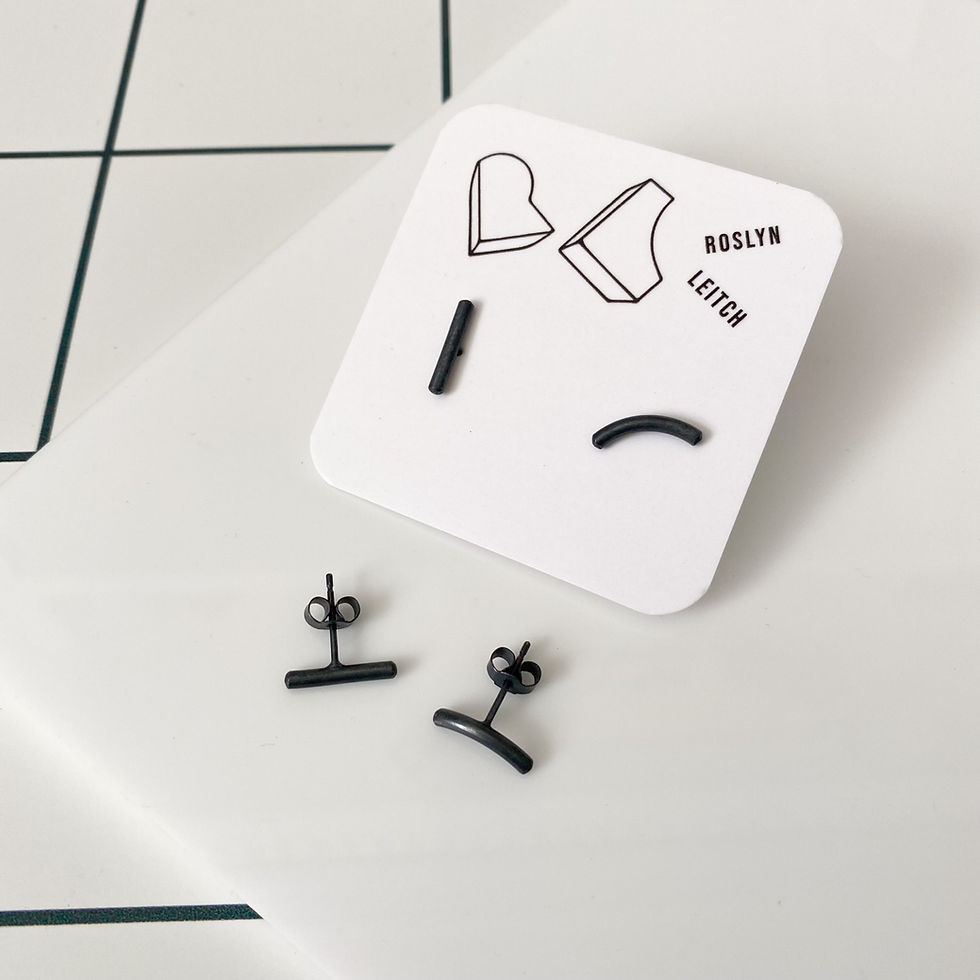 Thumbnail: Rod earrings - oxidised sterling silver