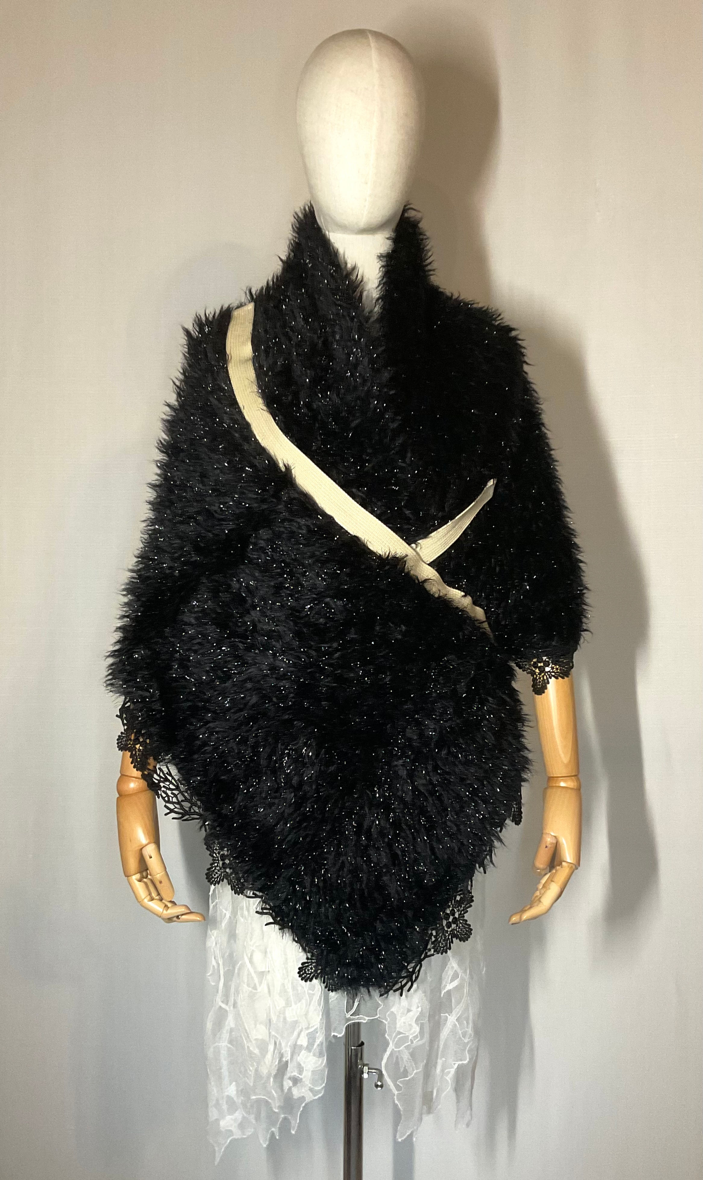 Maxi black lamé shawl/heart wrap