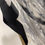 Thumbnail: XL black & Gray printed silk scarf/ black silk tape border
