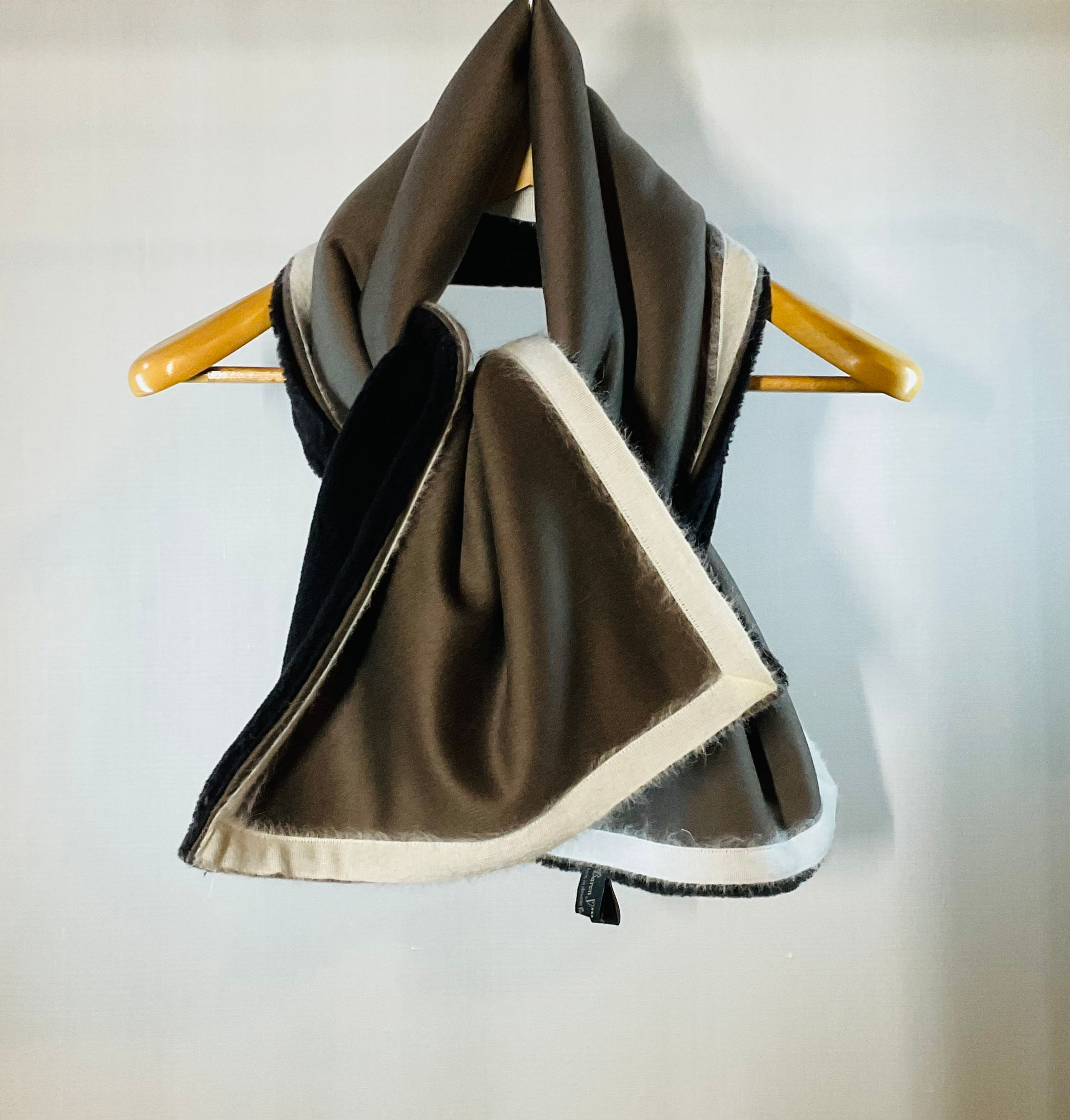 Pure cashmere scarf/ coffee & dark brown 