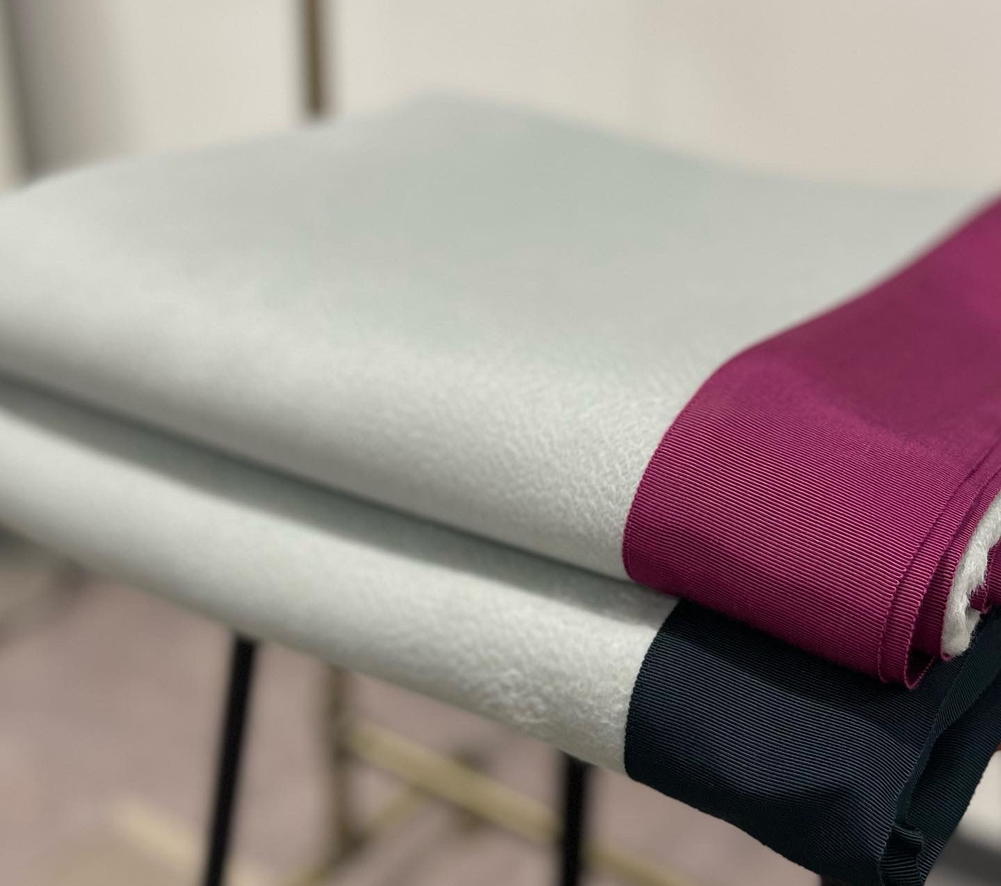 Pastel soft blue pure cashmere blanket/violet