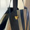 Thumbnail: Big Black & tobacco/bulldog striped jacquard tote bag