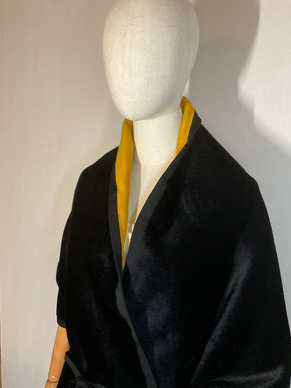 Thumbnail: Mustard yellow & black double stole shawl