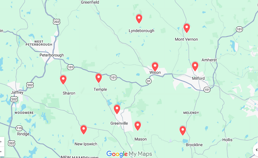 Areas Served by Queen City Roofing - Wilton, NH and surrounding towns