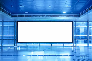 Advertisement mockup. Blank empty billboard inside a shopping mall or metro underground in