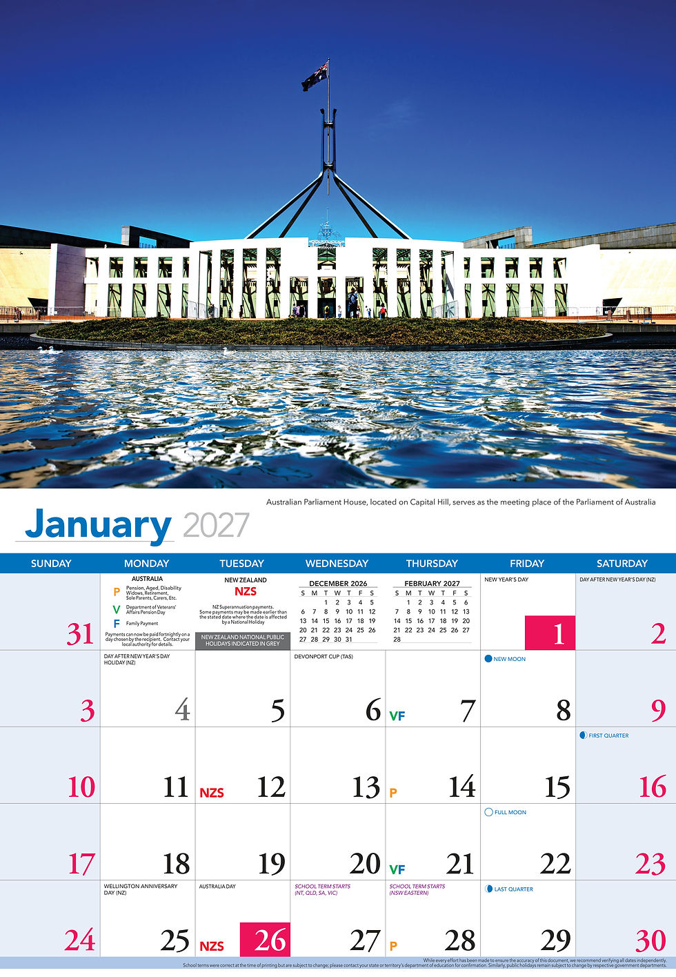 Thumbnail: Calendar 2027 335x242mm Canberra - CA726 - image 3