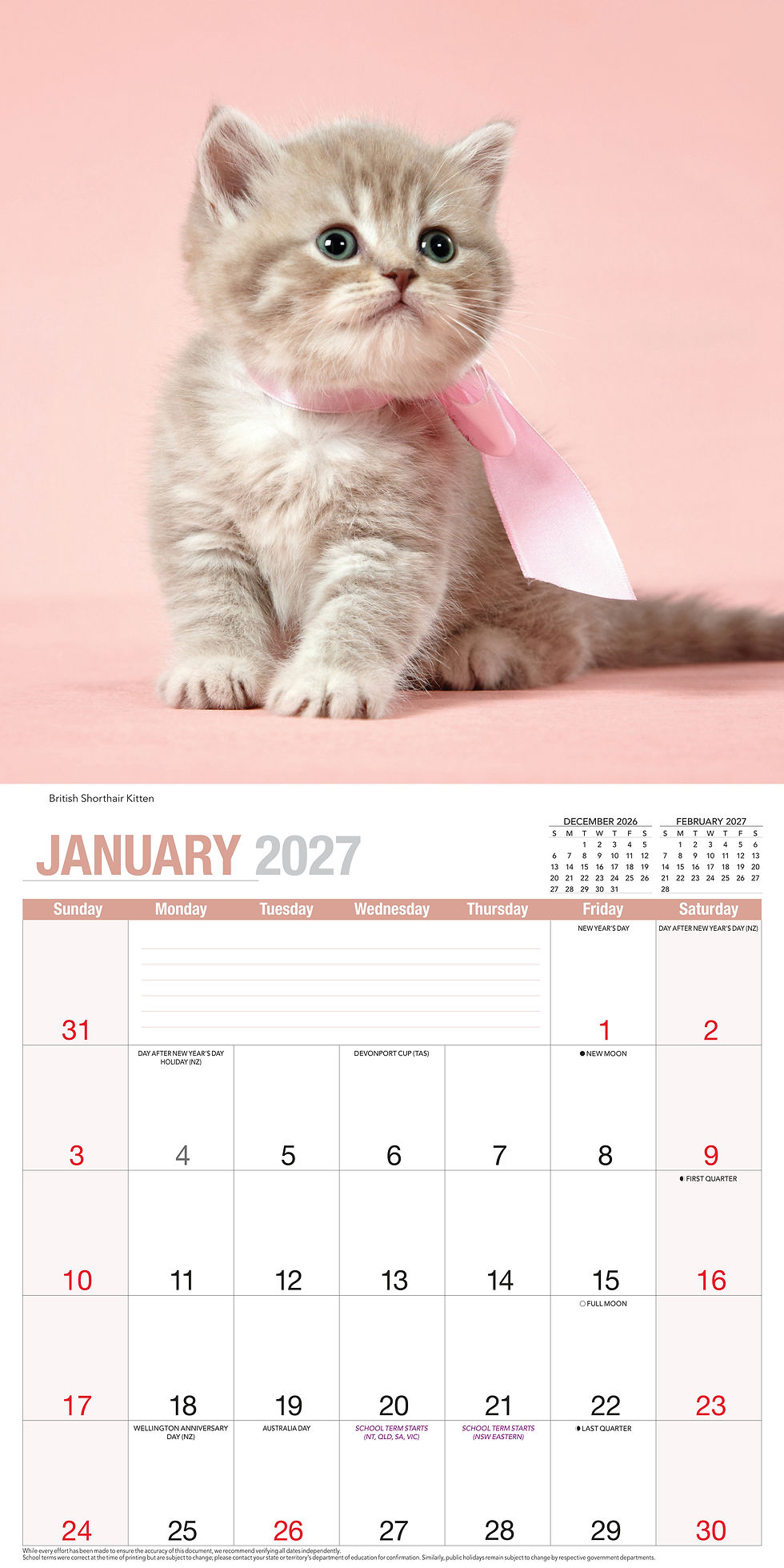 Thumbnail: Calendar 2027 300x300mm Cute Cats - RB717 - image 3