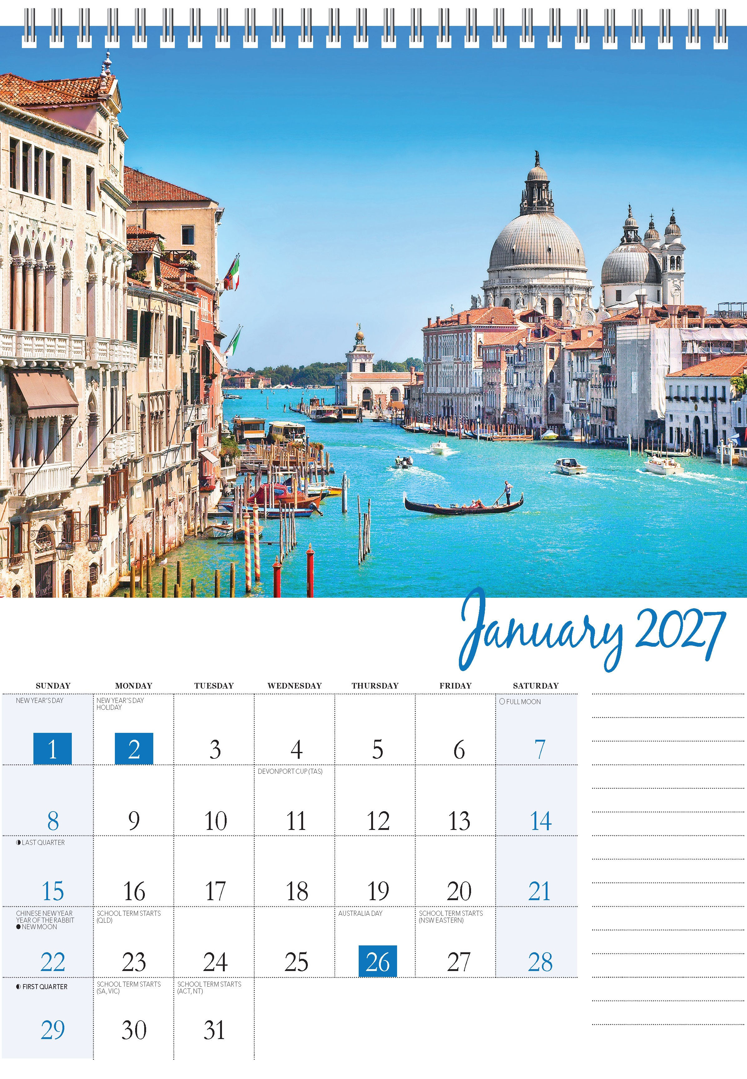 Calendar 2027 A4 Wiro Destinations - WA702 - image 1