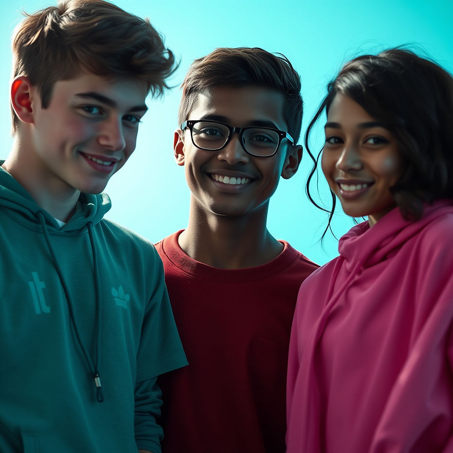 youths posing for picture, teal color.jpg