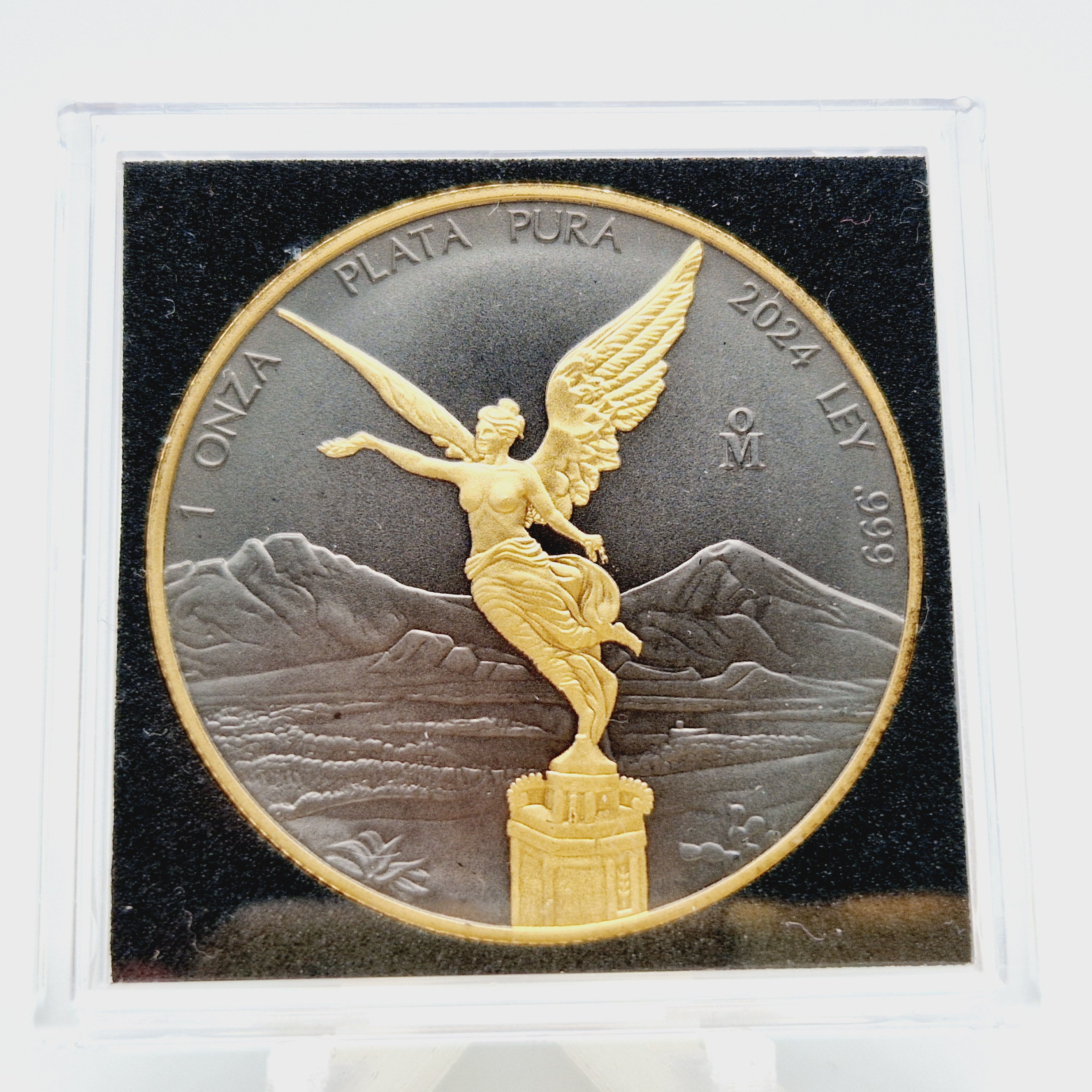 2024 Mexiko Libertad 1 oz Silber 999 Golden Ring Ruthenium limitiert 700