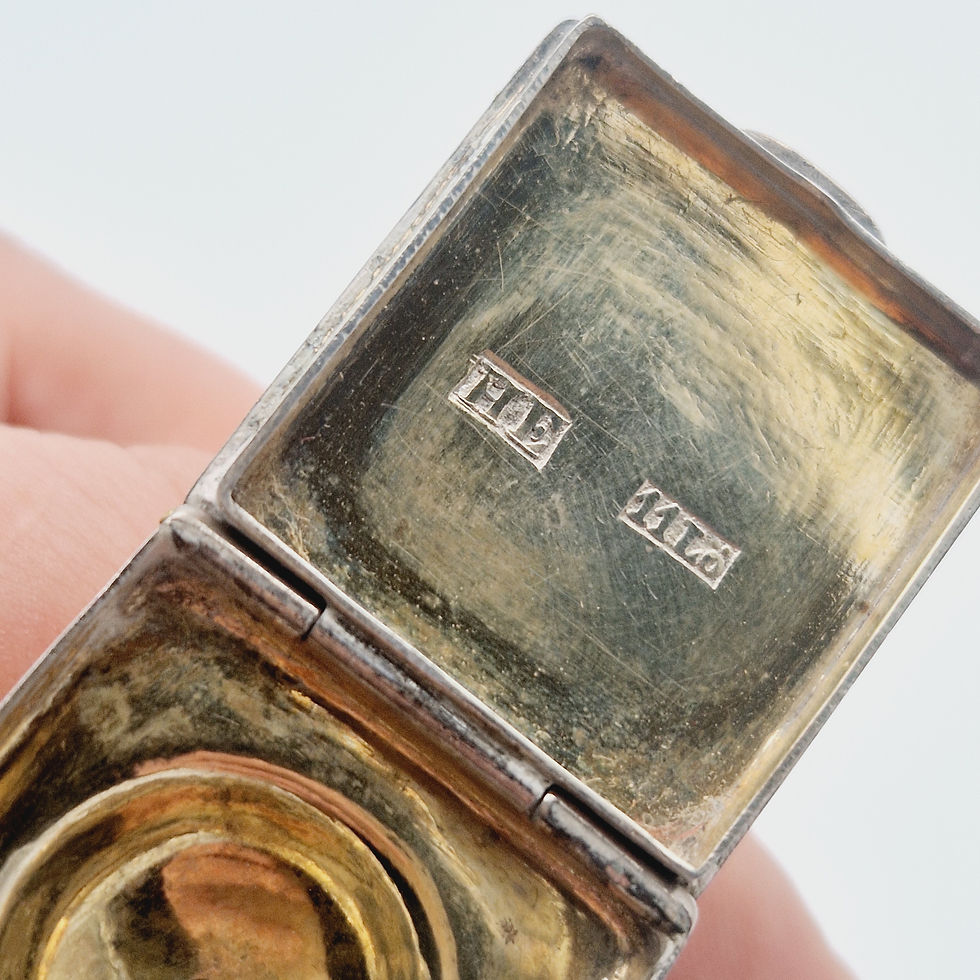 Miniature : Silber Riechdose mit Krone um 19 Jhd. , Dose Silber, Vinaigrette 