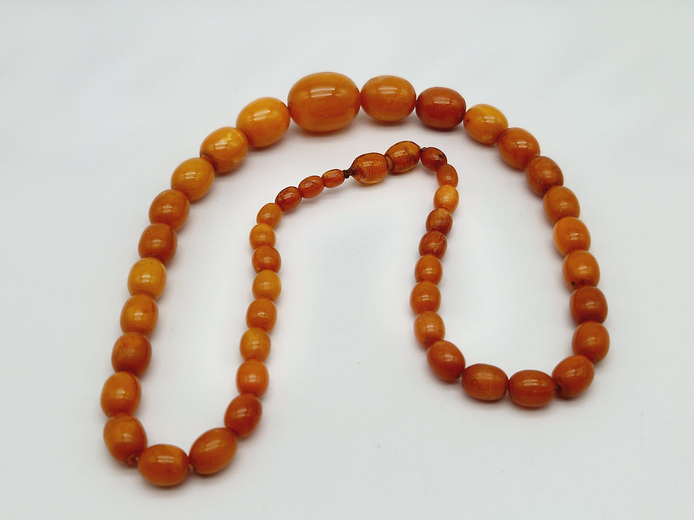 Miniaturbild: Bernsteinkette Butterscotch, Bernstein Kette – Honigfarbene Olivenperlen,