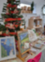 A close-up of a few Christmas products