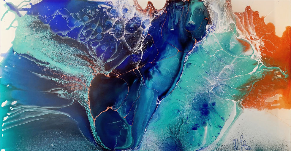 Mixed media on plexiglas, pouring art, fluid art, abstract art, modern art, original art, Swiss art, Zug, Switzerland art