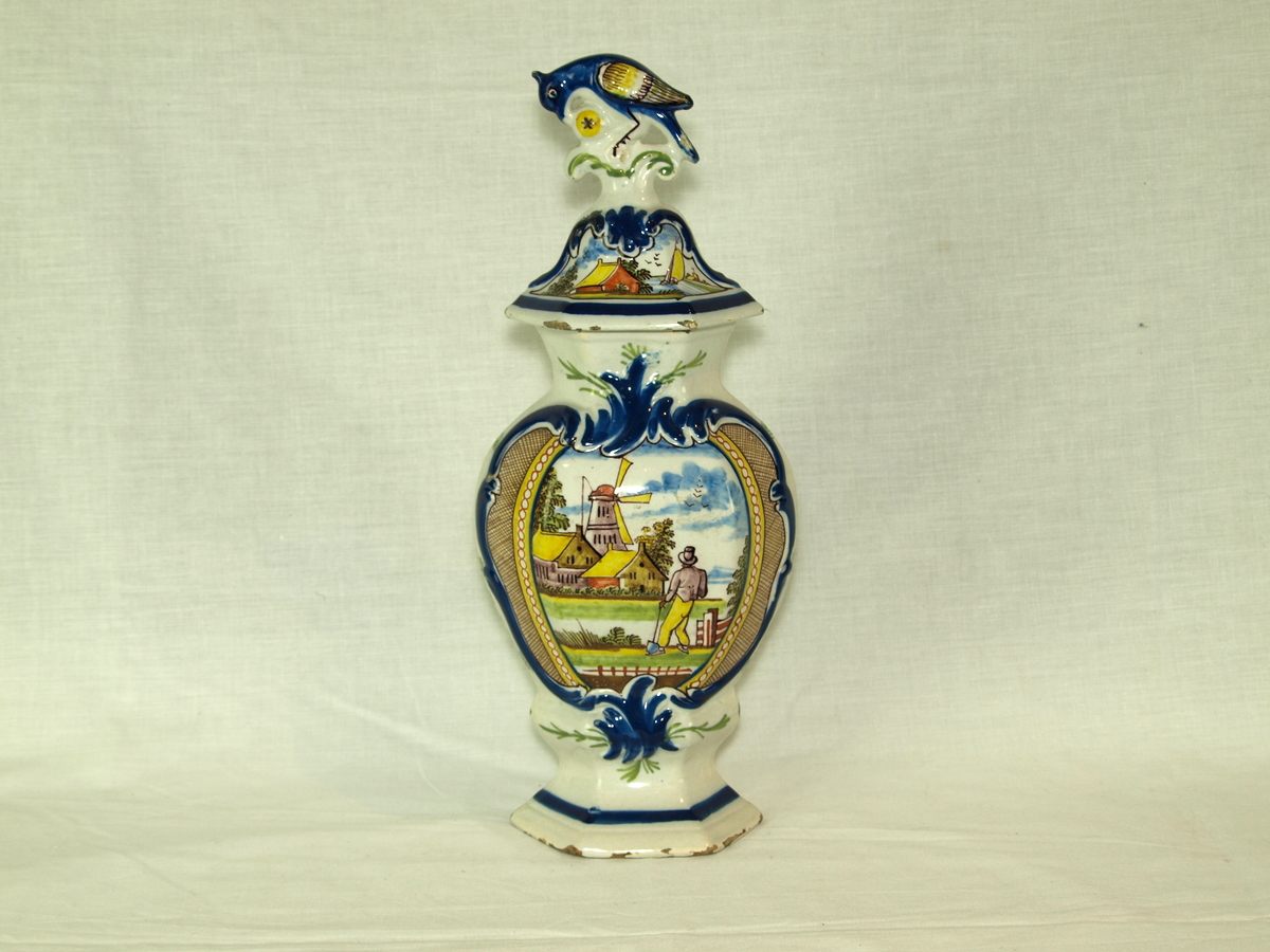 DELFT POLYCHROME JAR AND COVER