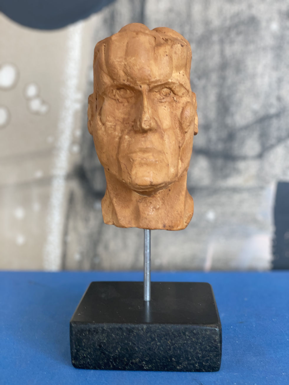 Miniature plaster bust with a quick-dip coffee finish #1