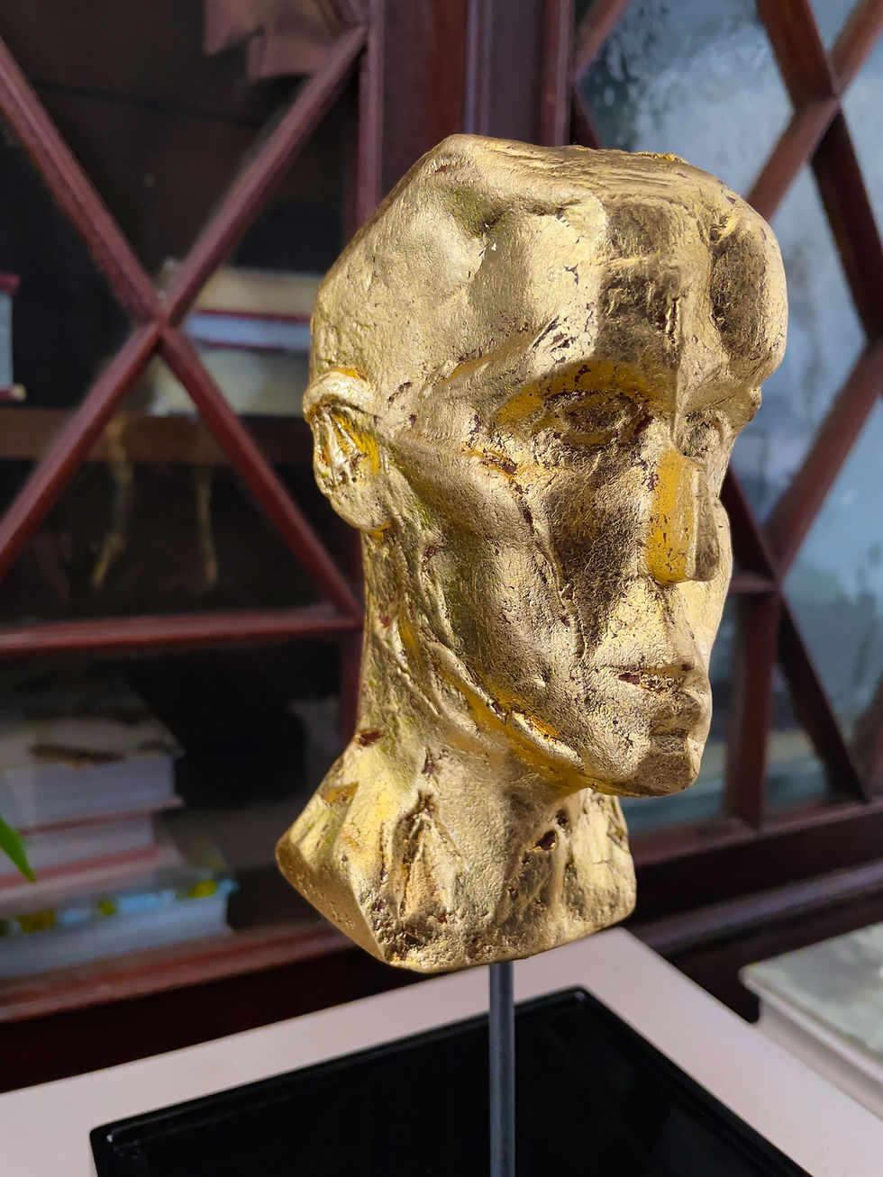 Thumbnail: Gilded miniature plaster bust in display box