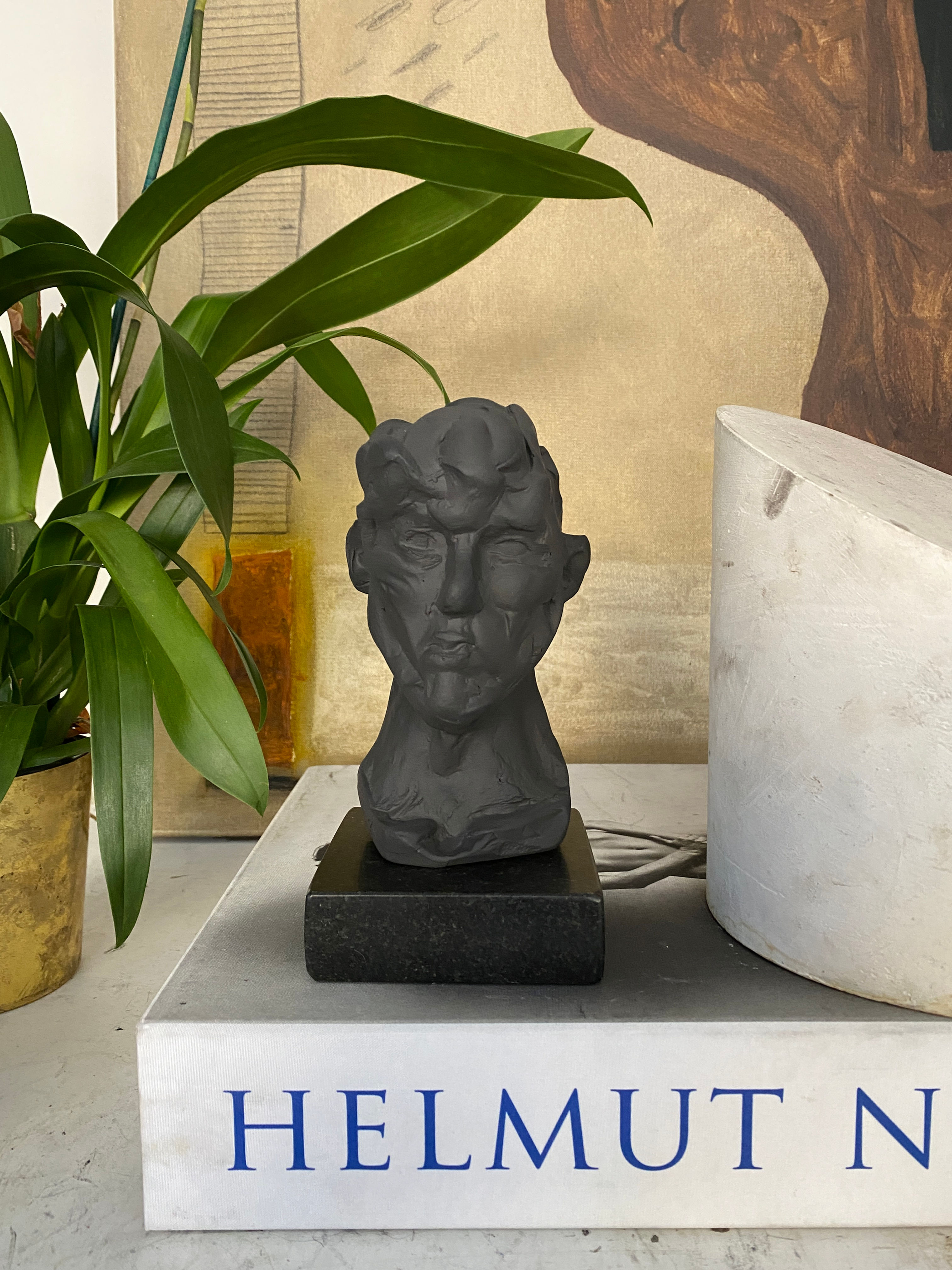 Miniature clay-cast plaster head #15