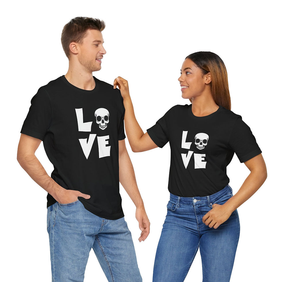 Thumbnail: LOVE Skull Funny Skeleton Skull Humor Jersey Short Sleeve Tee