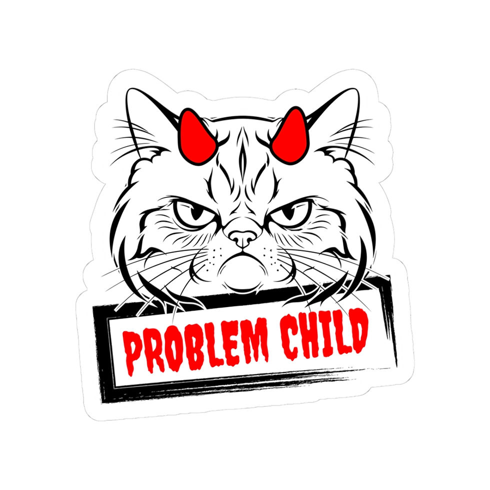 Thumbnail: Problem Child - Cat Devil Humor Horror Funny Kiss-Cut Stickers