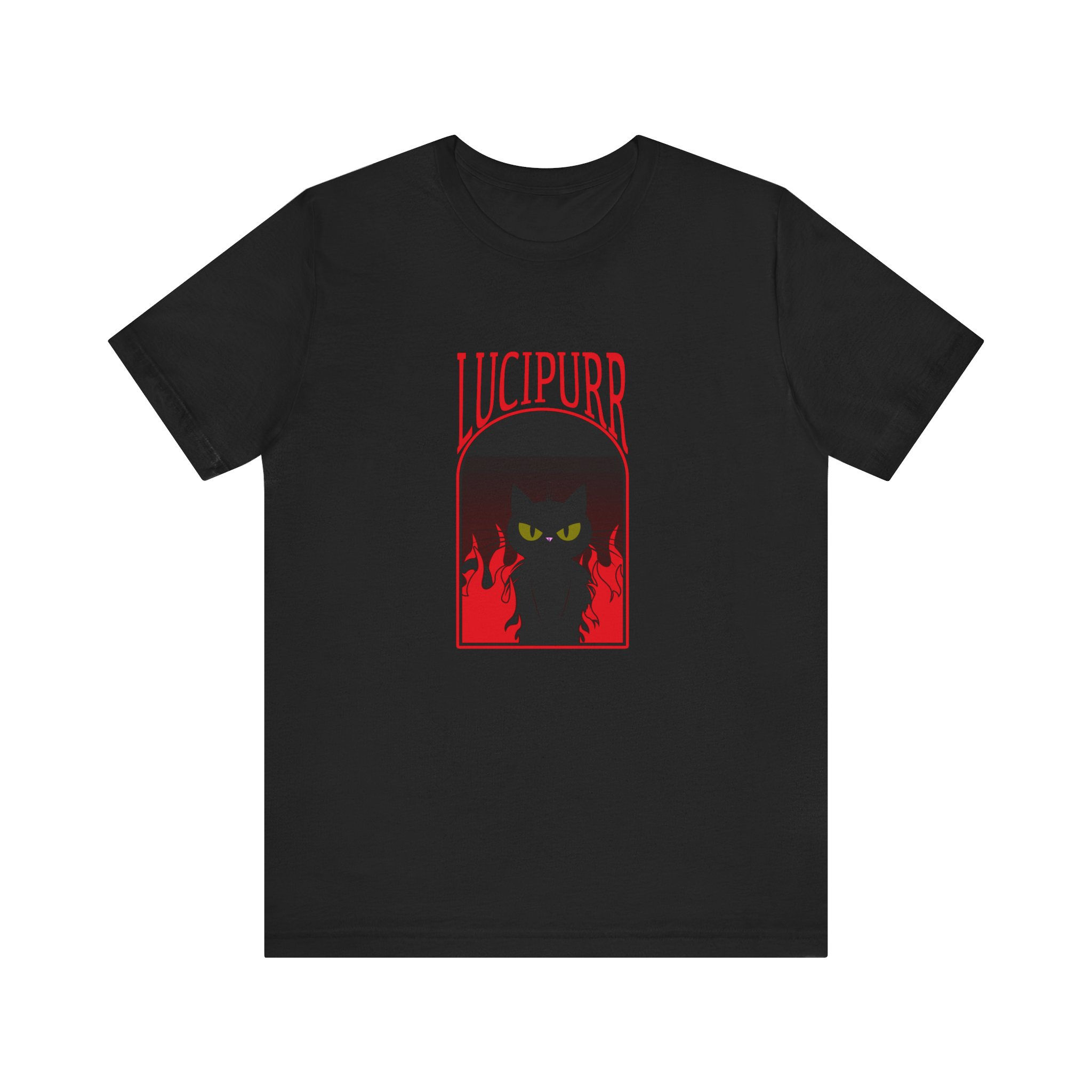 Lucipurr Black Cat Trending Shirt, Funny Tee, Unisex Jersey Short Sleeve Tee