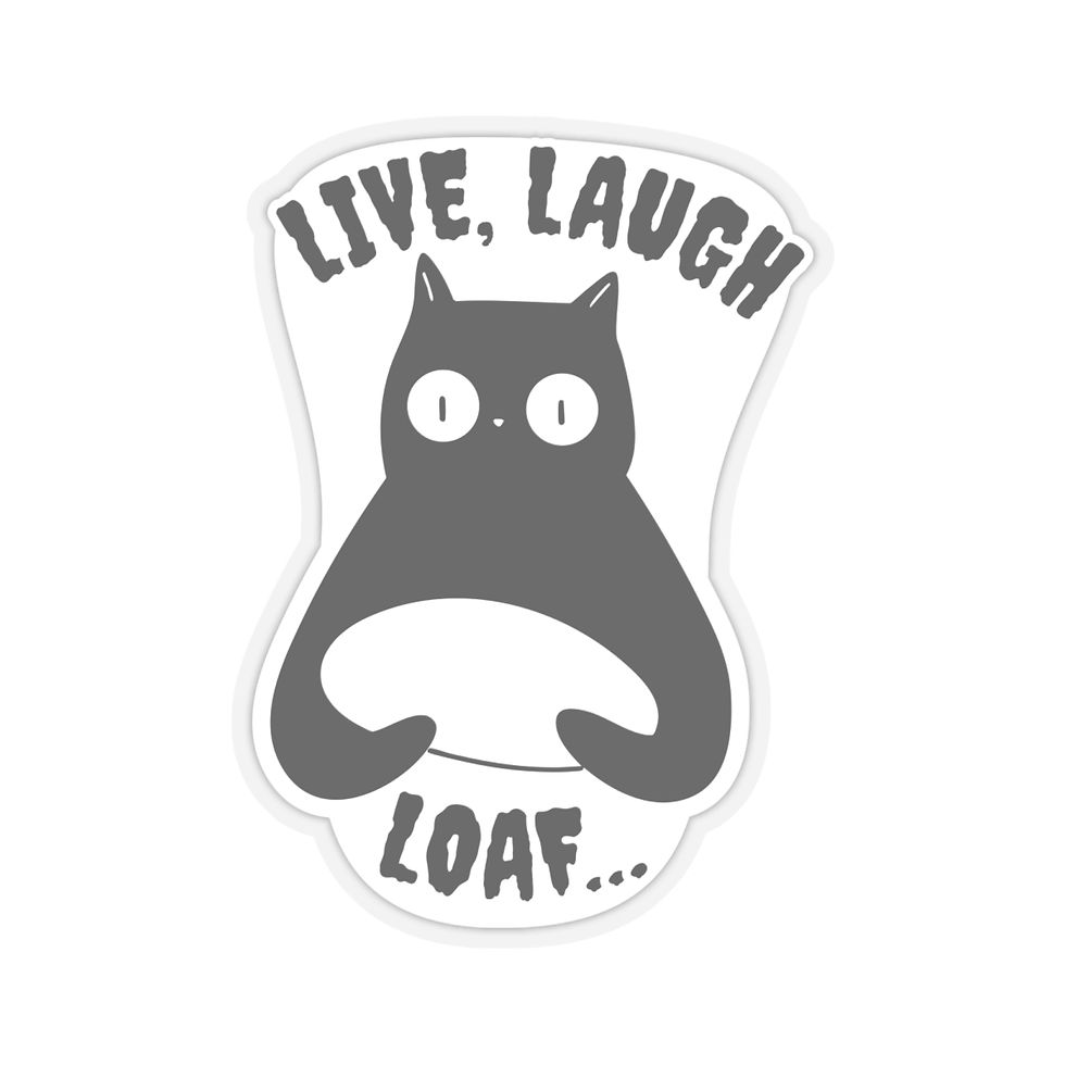 Thumbnail: Live, Laugh, Loaf - Cat Goth Humor Horror Funny Kiss-Cut Stickers