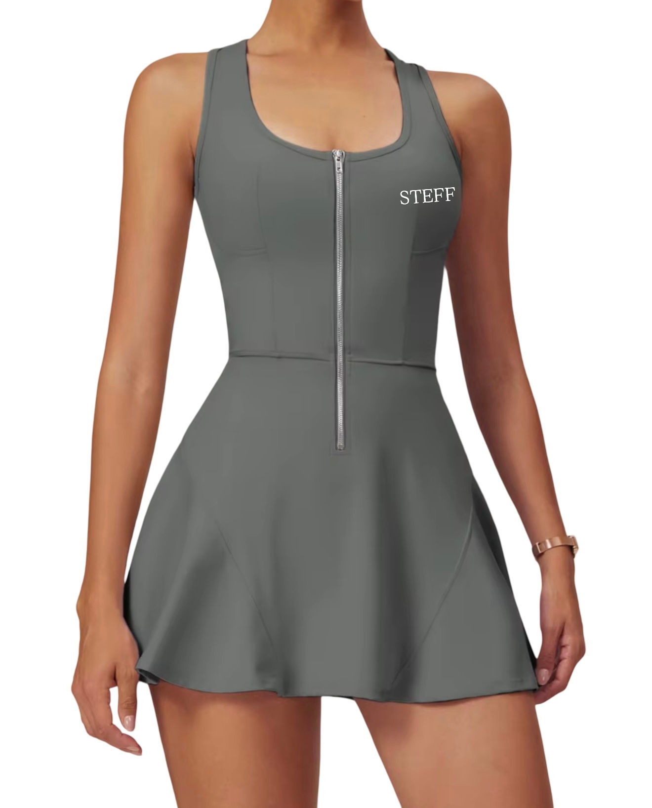 STEFF Zip-Front Active Dress, gray