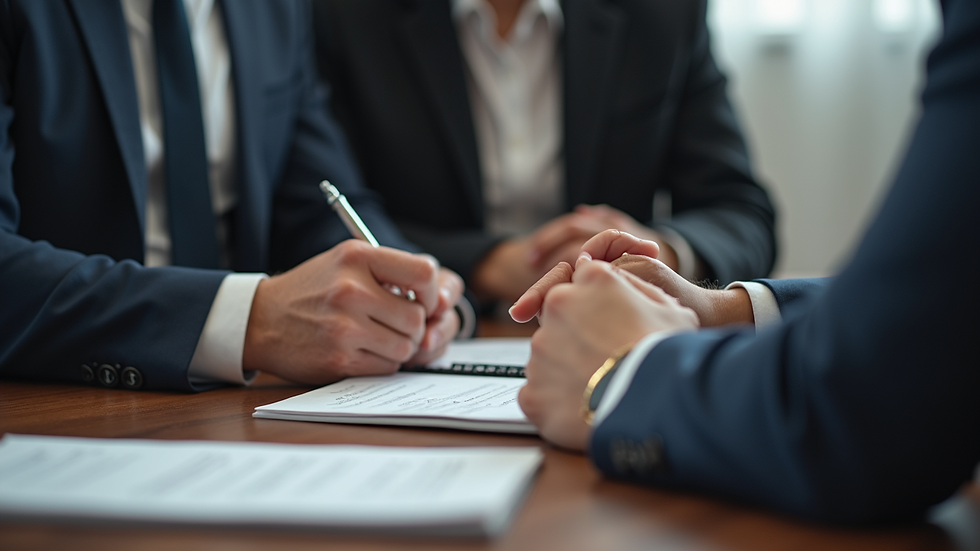 Close-up view of a legal consultation between a lawyer and a client