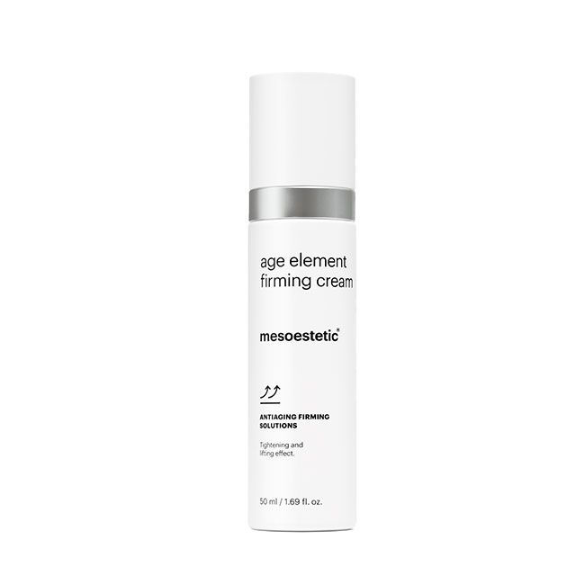 Thumbnail: White bottle of Age Element Firming Cream by Mesoestetic for skincare use.