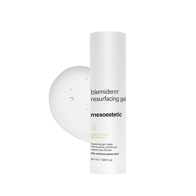 Thumbnail: White bottle blemishderm resurfacing gel mesoestetic product for skincare and routine