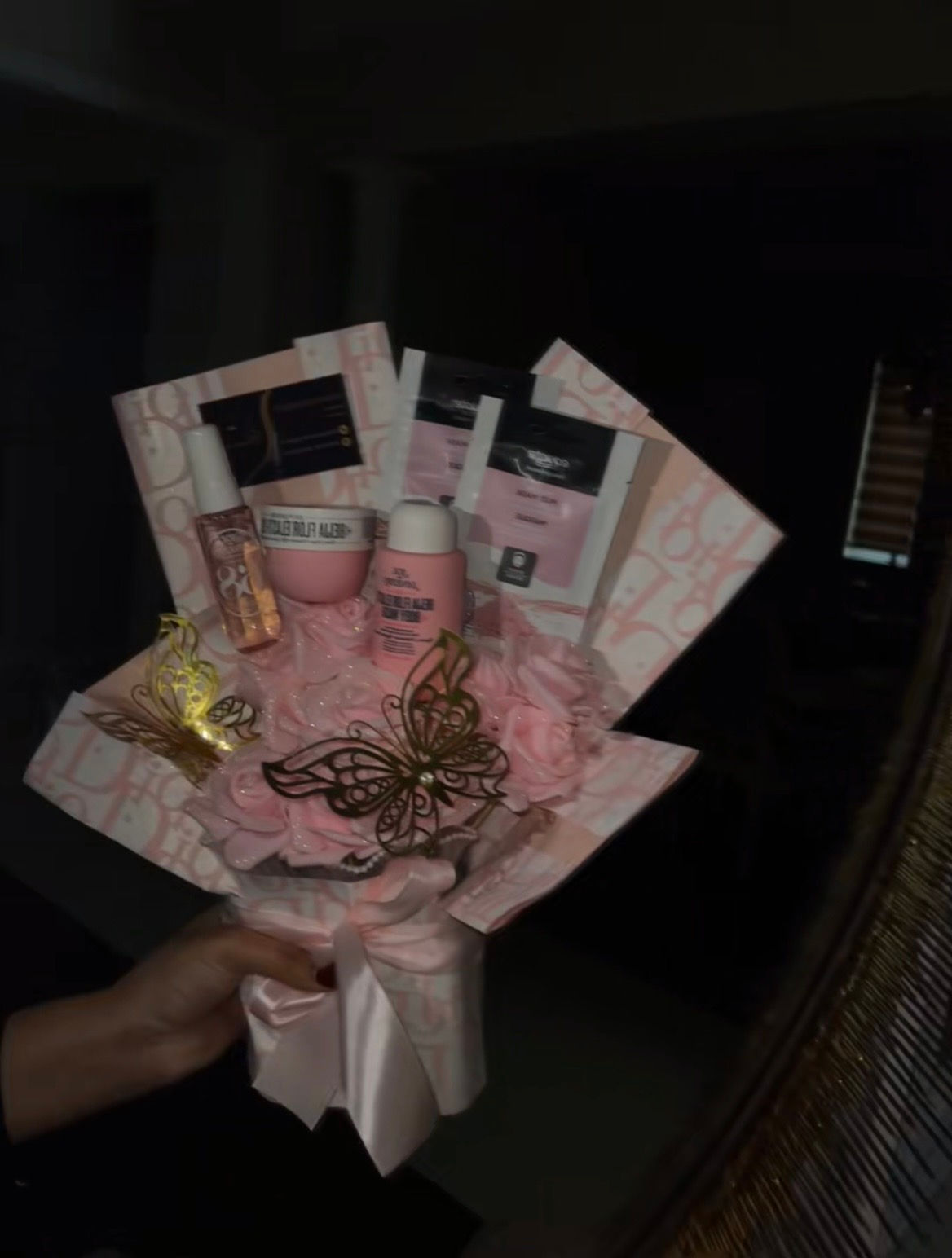 Bouquet maquillage rose