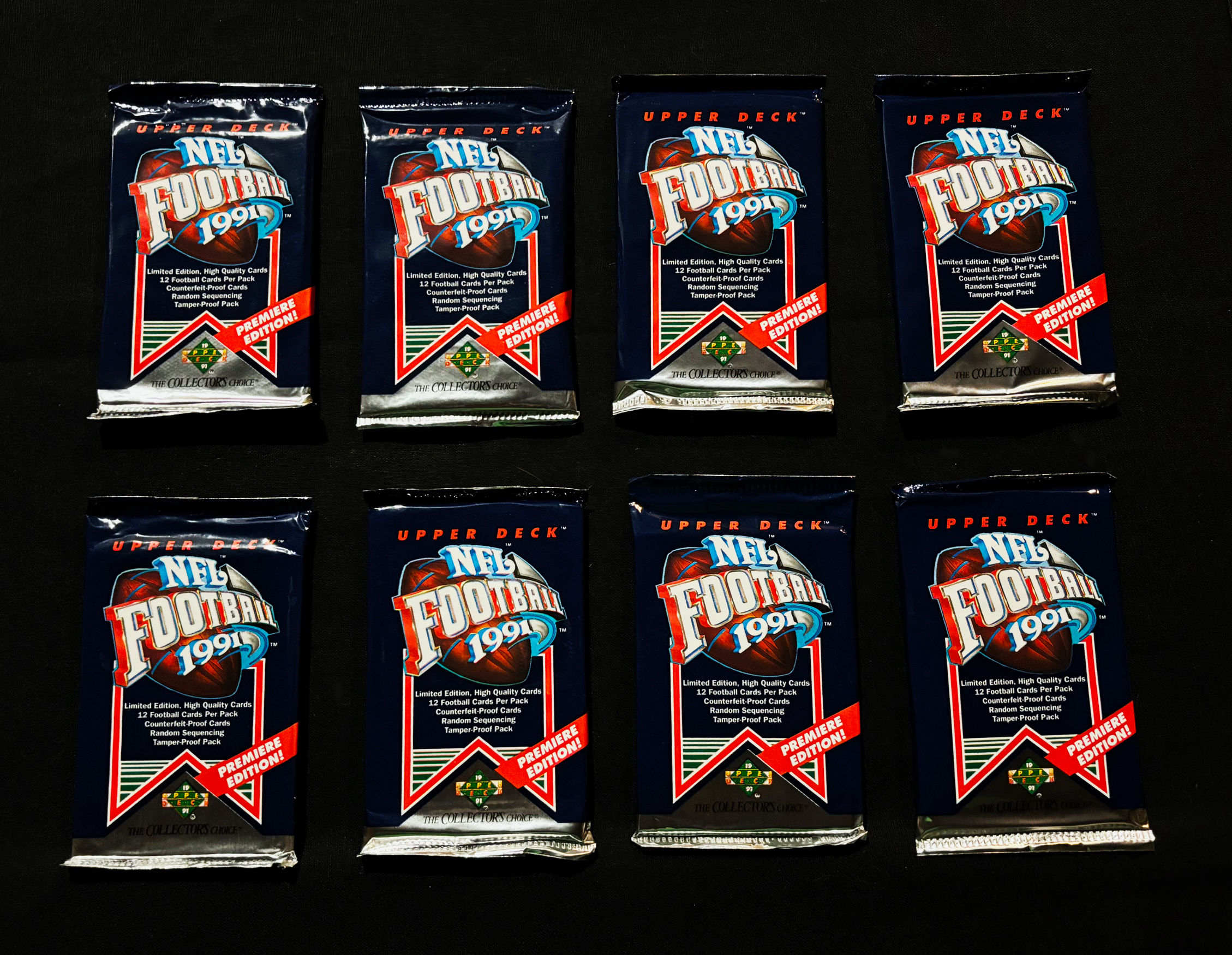 8 Sealed Packs of 1991 Upper Deck Football Cards